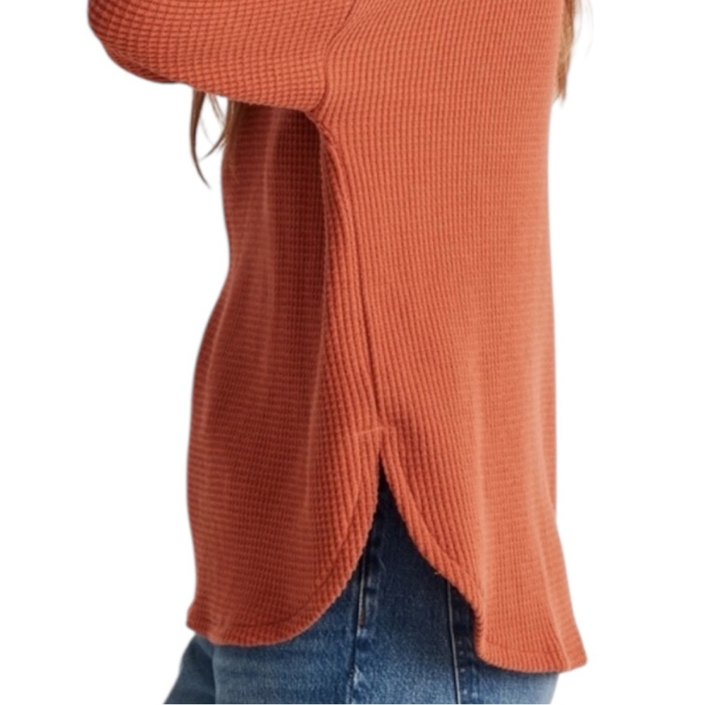 Madewell Women's Long Sleeve V-Neck Waffle Knit Sweater Sz L - Picture 3 of 8